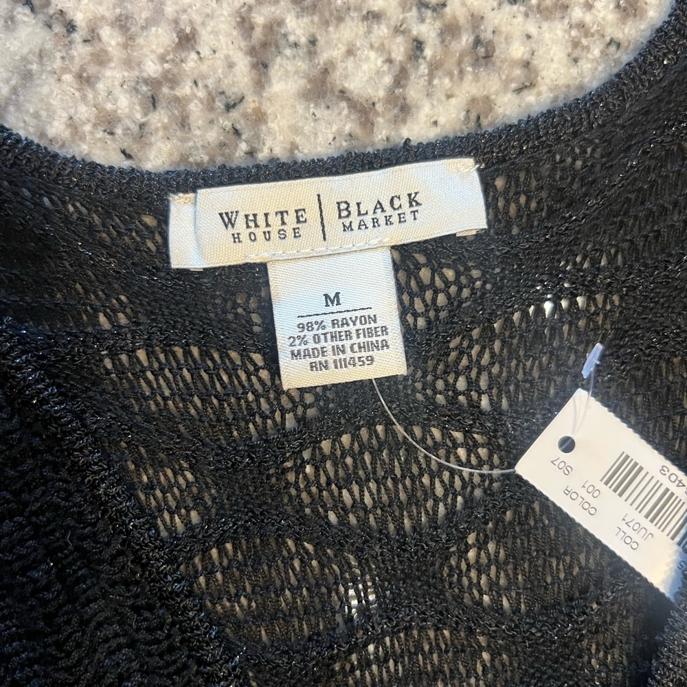 White House Black Market Knit Black Top Size Medium - Picture 3 of 7